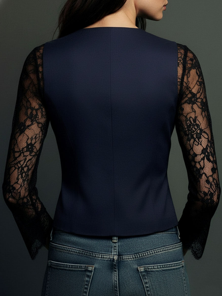 Blazer sastre con mangas de encaje
