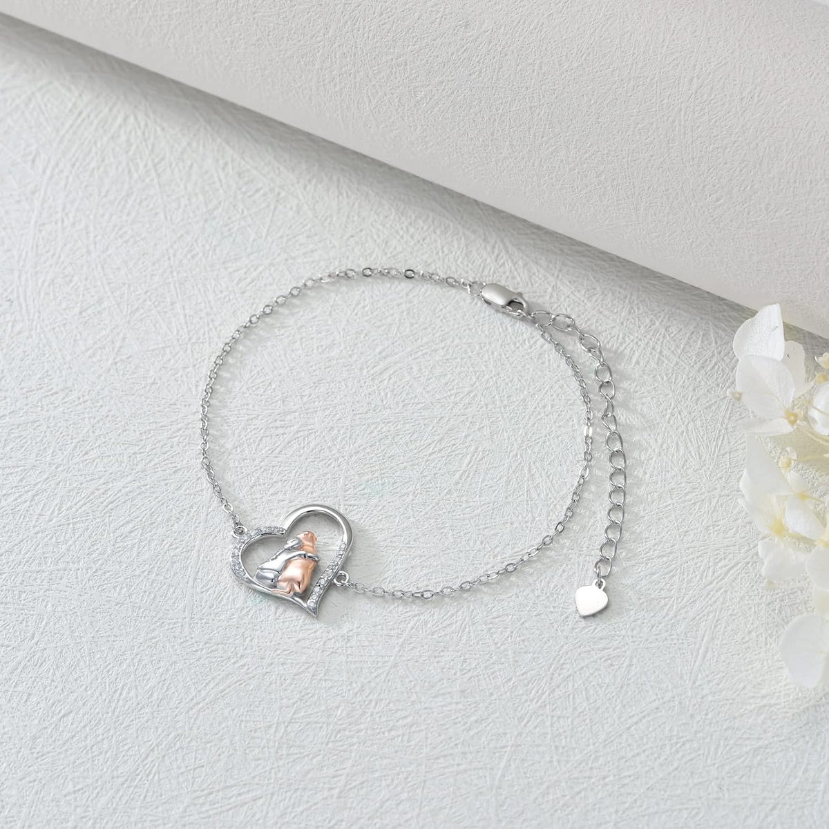 Pulsera de abrazo con perro en plata