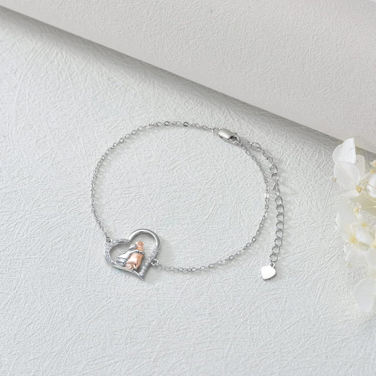 Pulsera de abrazo con perro en plata