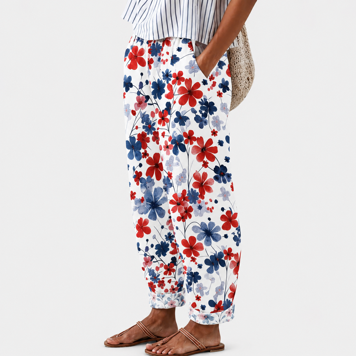 Pantalón floral de corte relajado