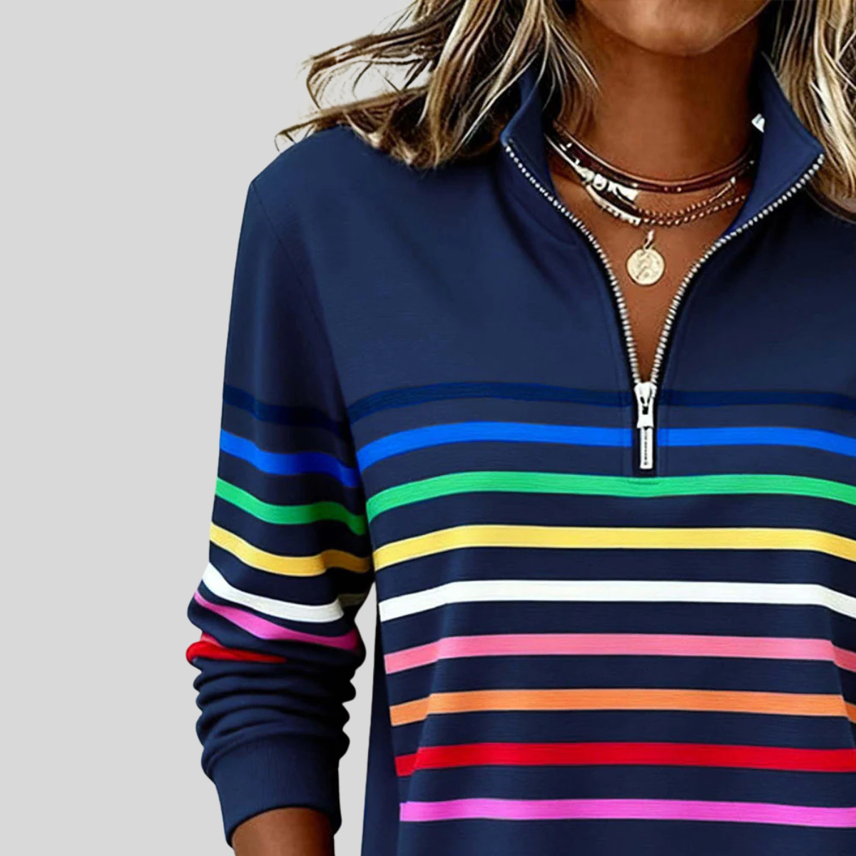 Jersey de punto con cuello y cremallera