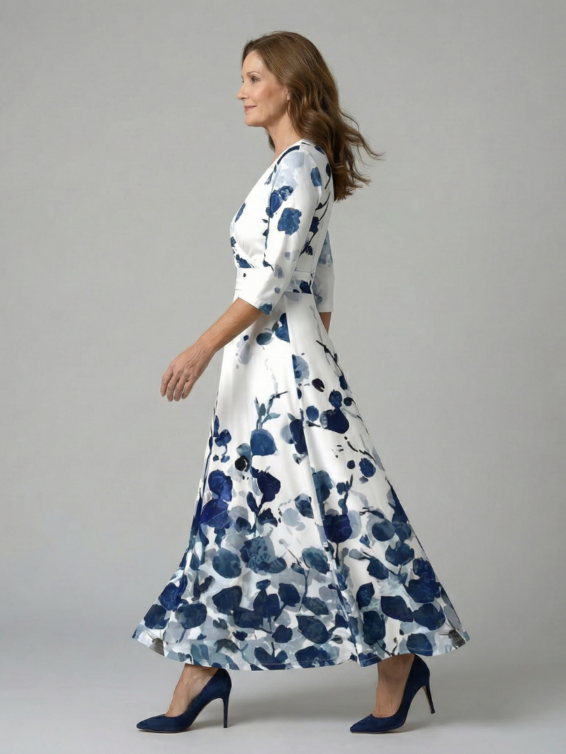 Vestido midi cruzado con estampado floral