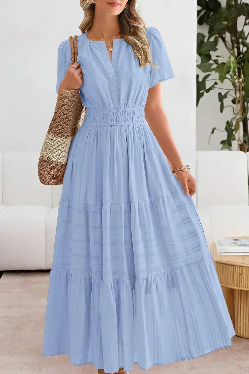 Vestido maxi con cintura fruncida