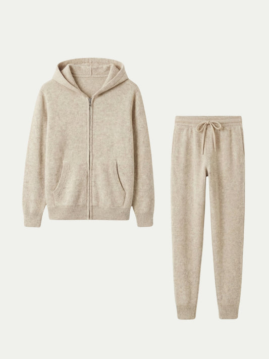 Noreli Signature Set Beige | Hooded Knit Set
