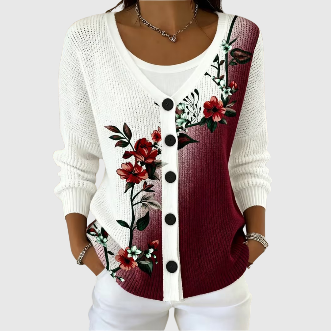 Cárdigan de punto con estampado floral