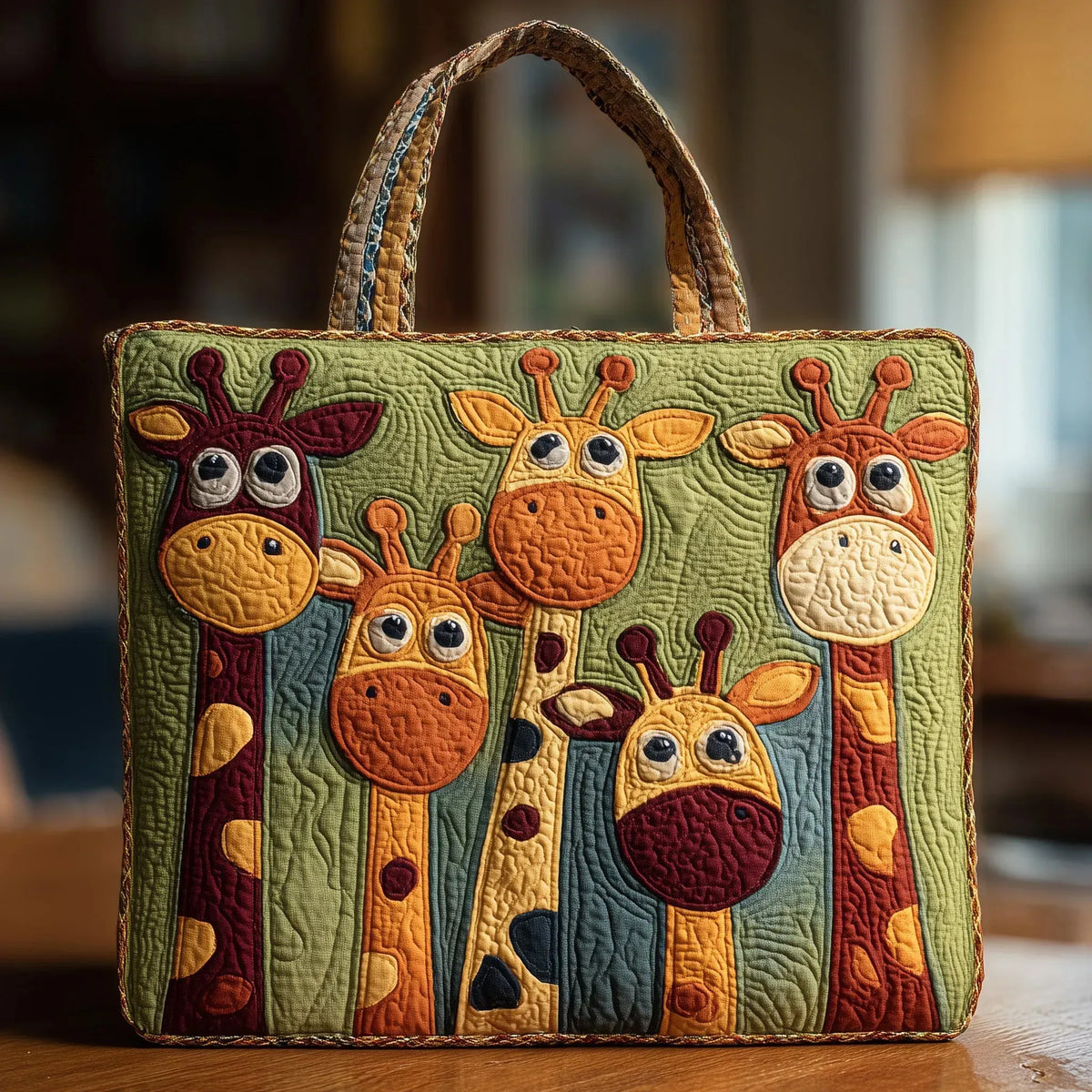 Bolso acolchado con jirafas multicolor