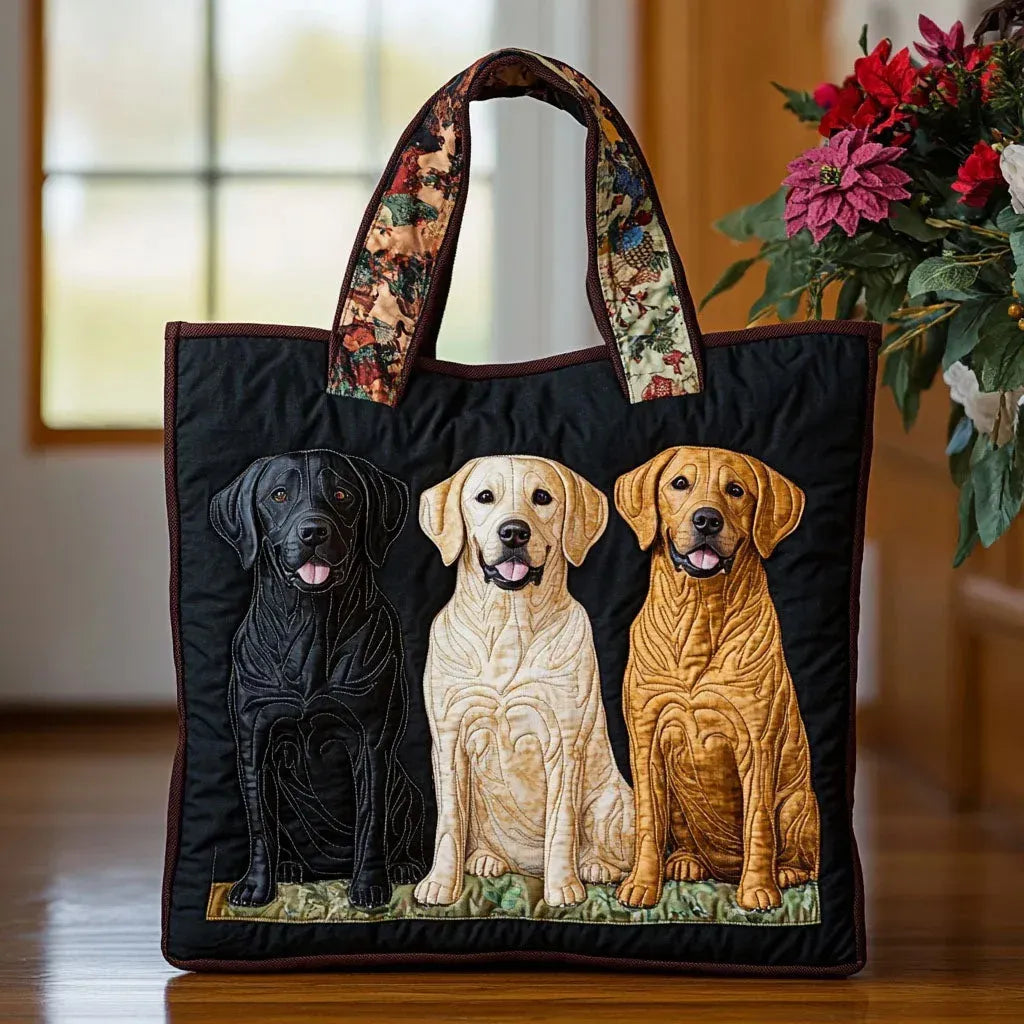 Bolso acolchado con tres labradores