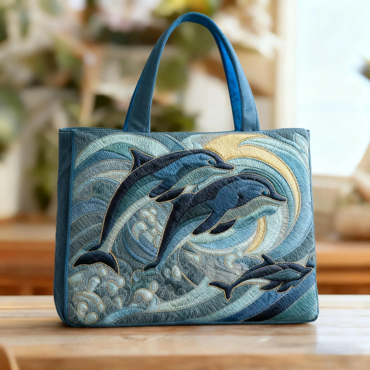 Bolso acolchado con delfines del océano