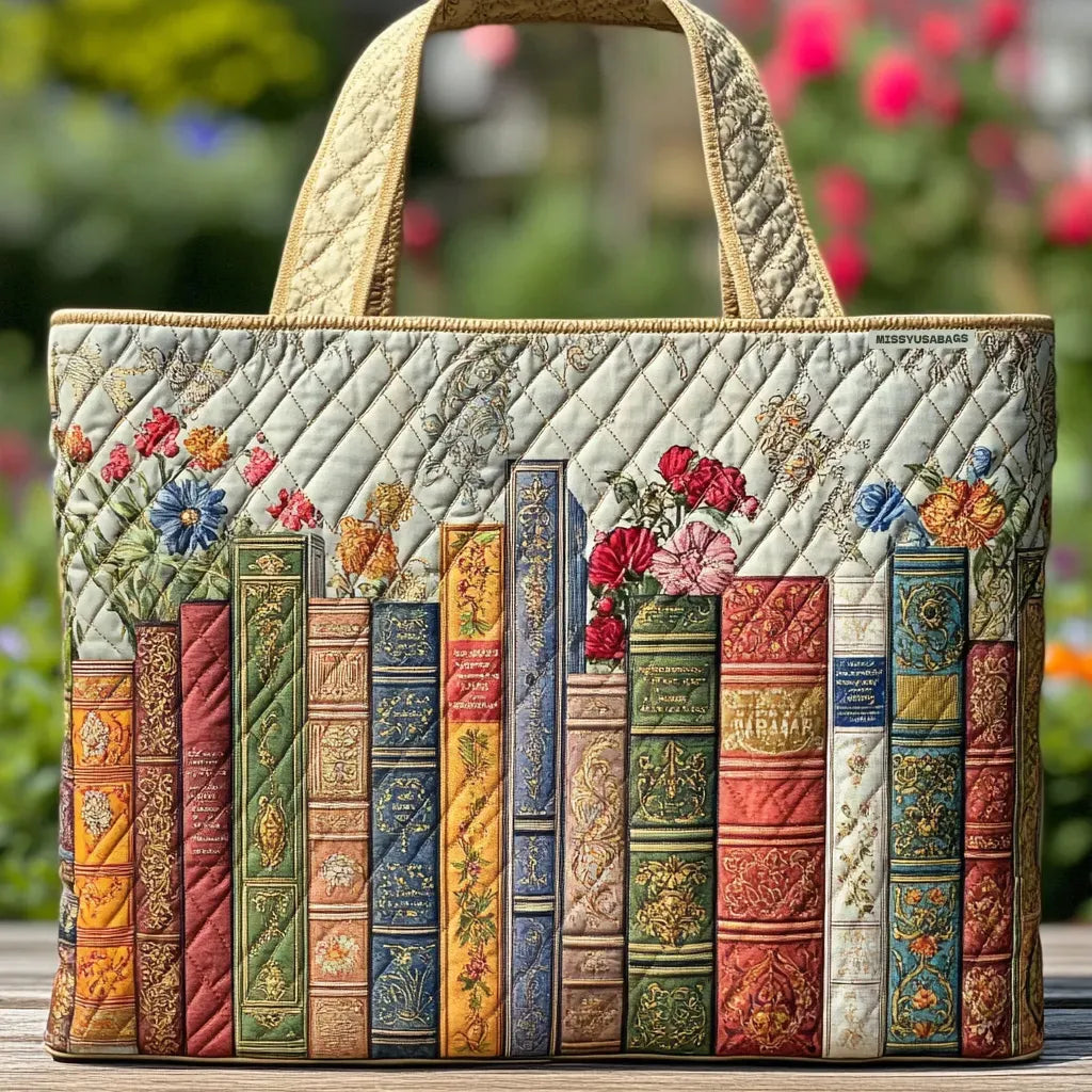 Bolso acolchado con biblioteca mágica