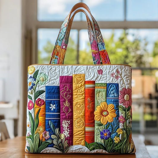 Bolso acolchado con biblioteca floral