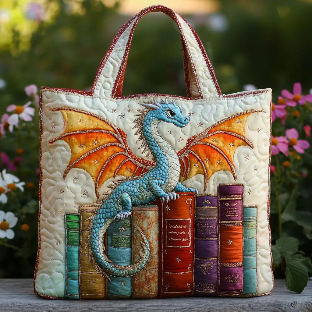 Bolso acolchado con dragón custodio de libros
