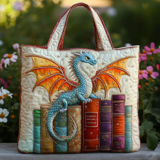 Bolso acolchado con dragón custodio de libros
