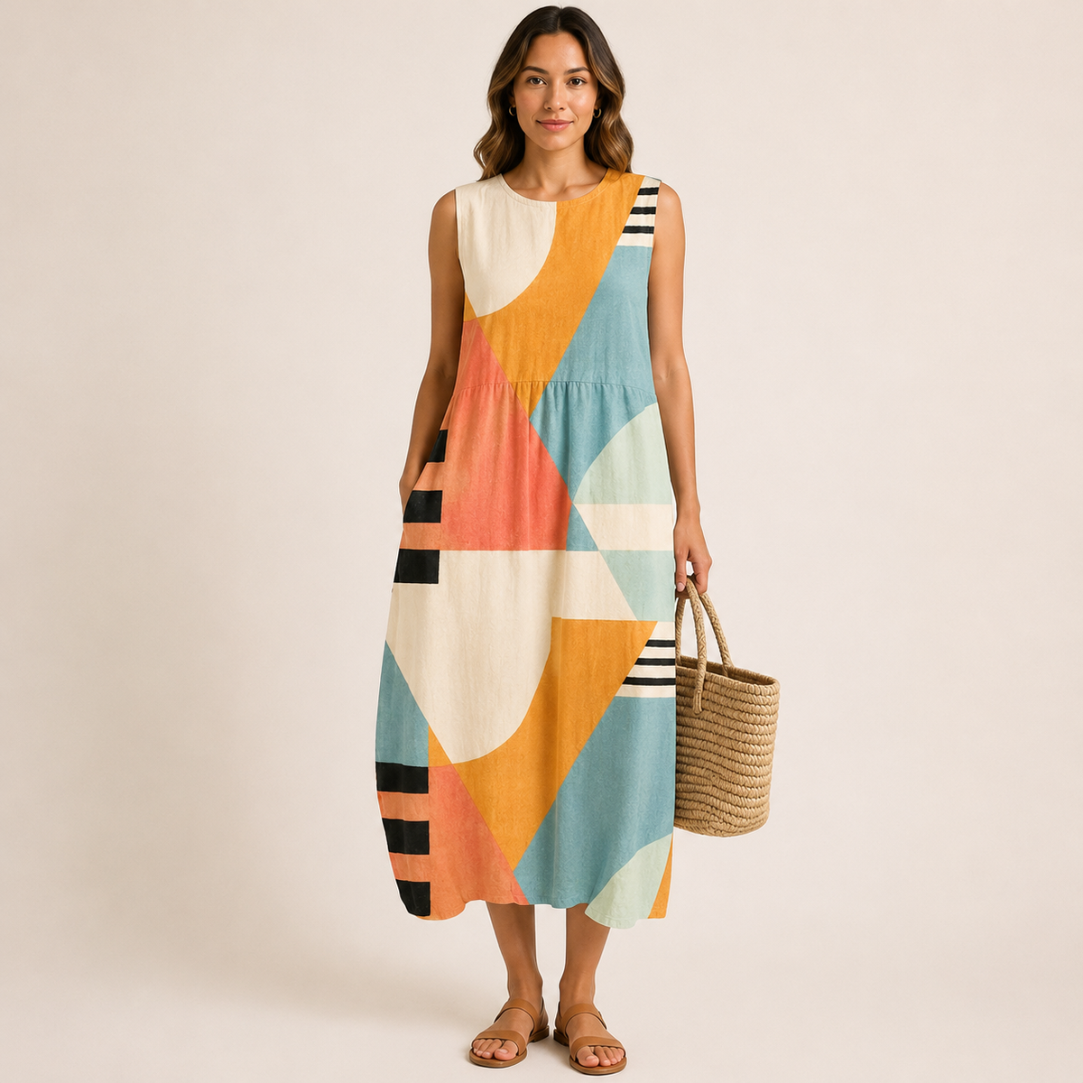 Vestido midi geométrico