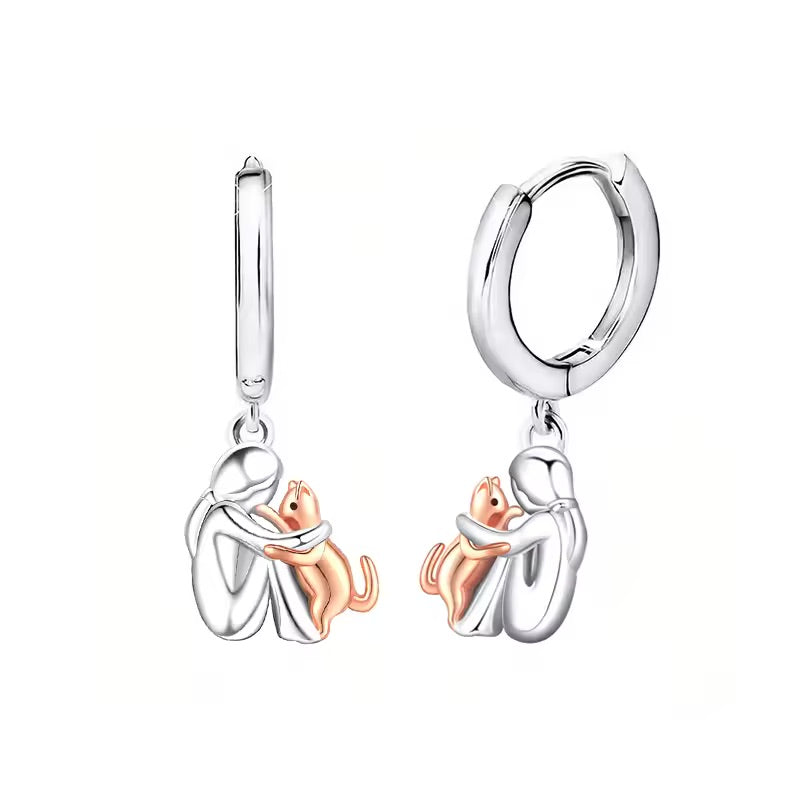 Collar de gato y plata con pendientes