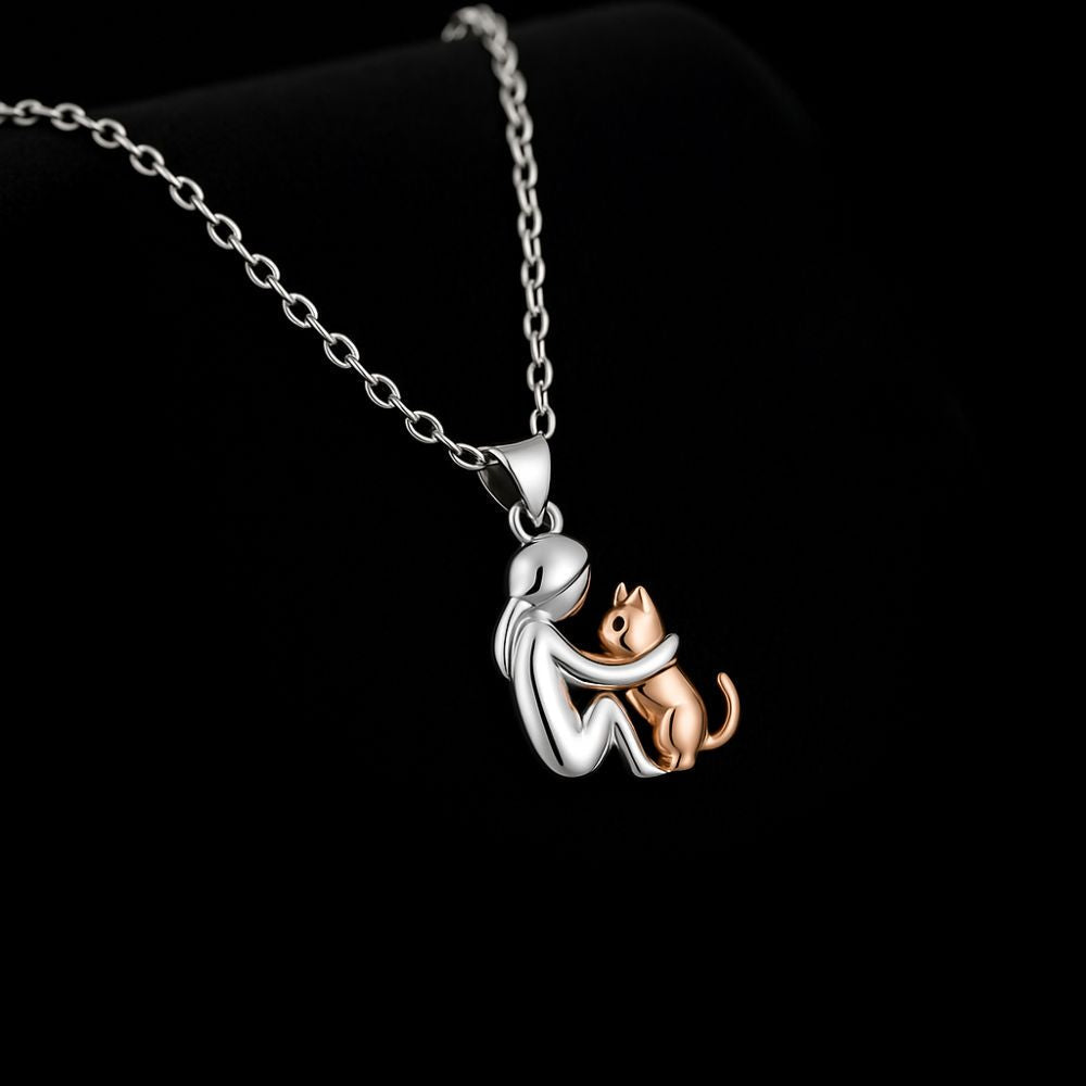 Collar de gato y plata con pendientes