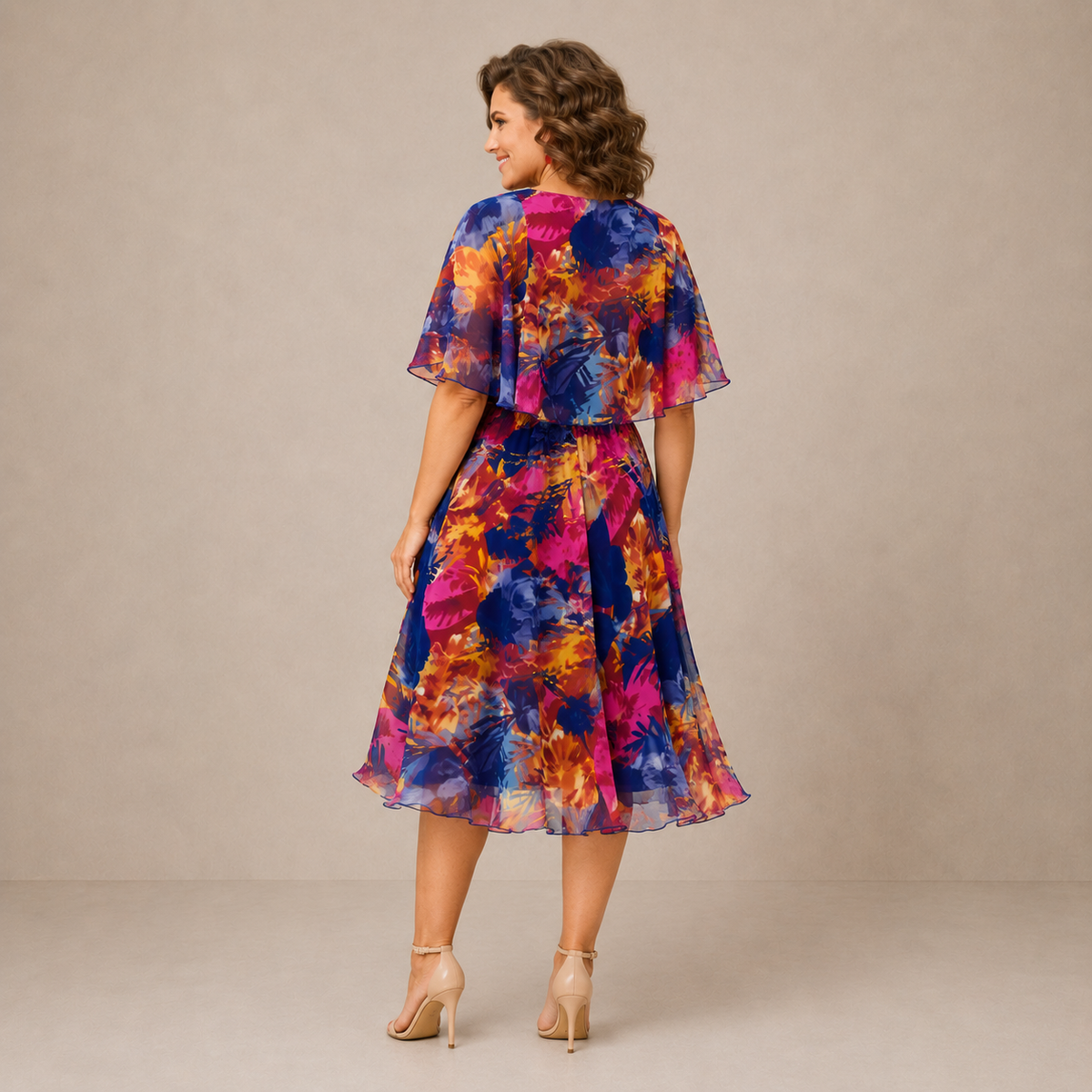 Vestido midi con estampado floral multicolor