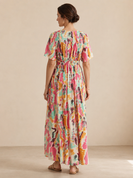 Vestido tie-dye con escote en V