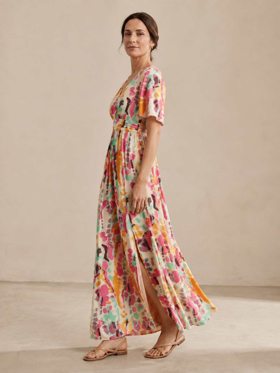 Vestido tie-dye con escote en V