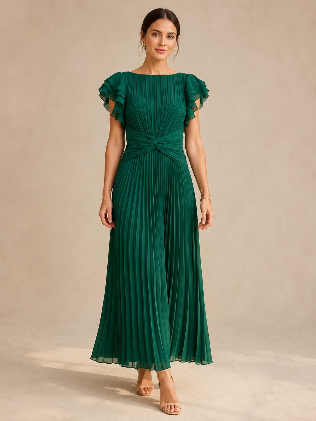 Vestido largo plisado
