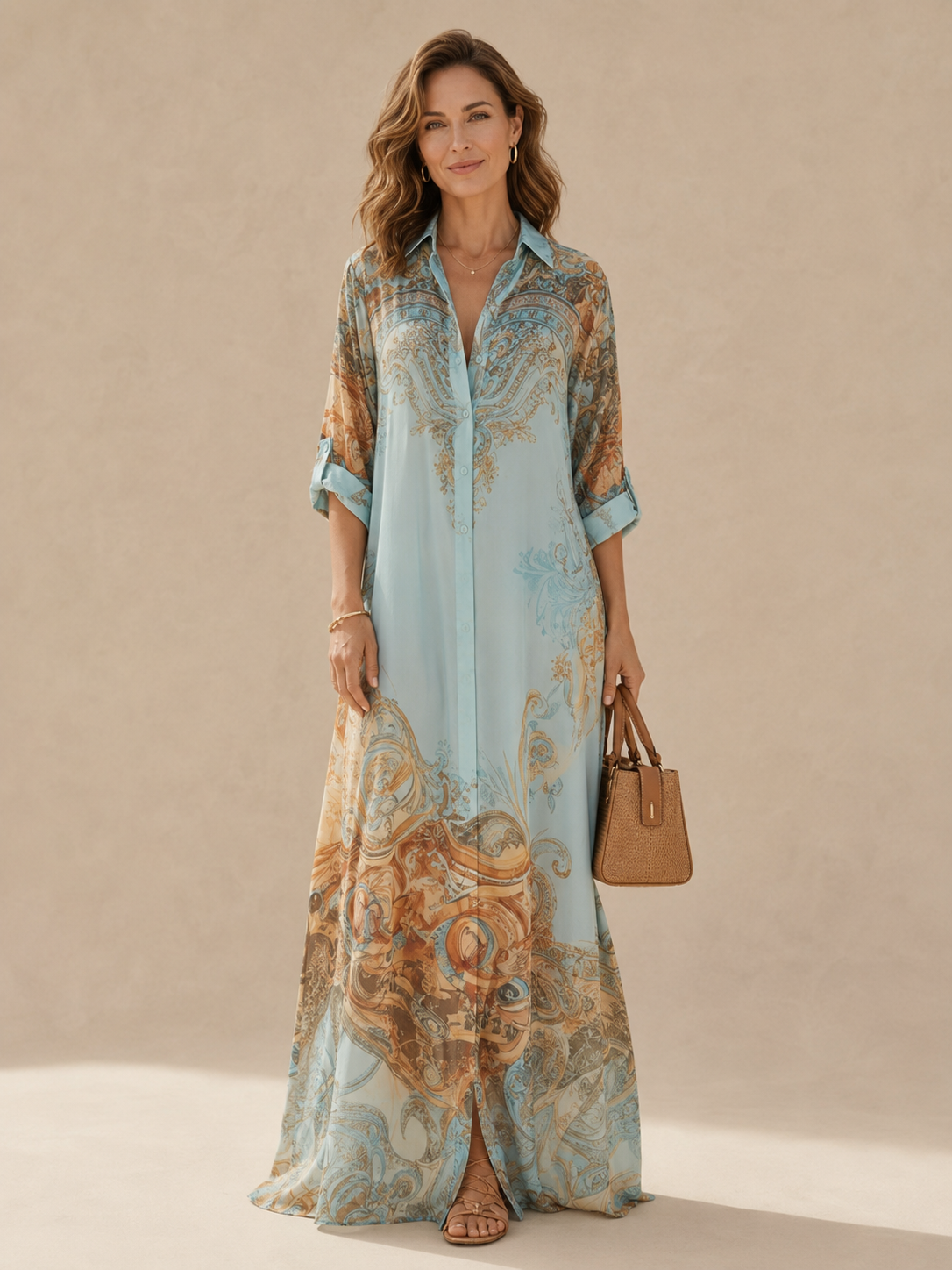 Vestido camisero mediterráneo