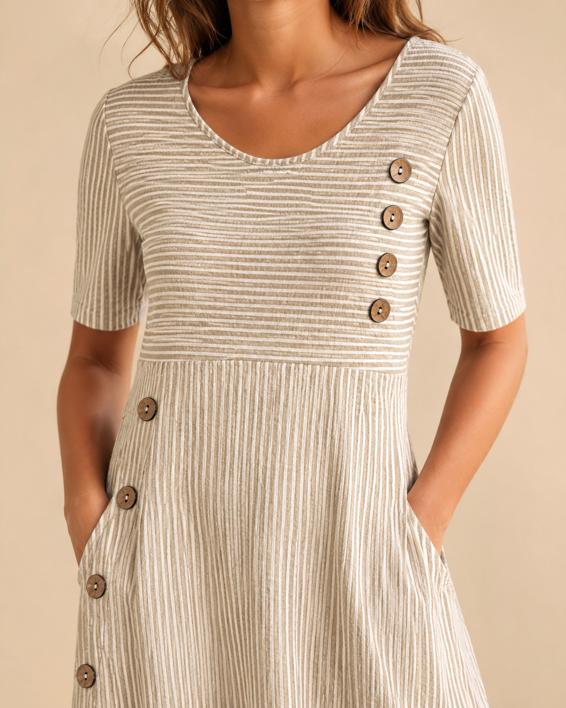 Vestido midi fluido a rayas