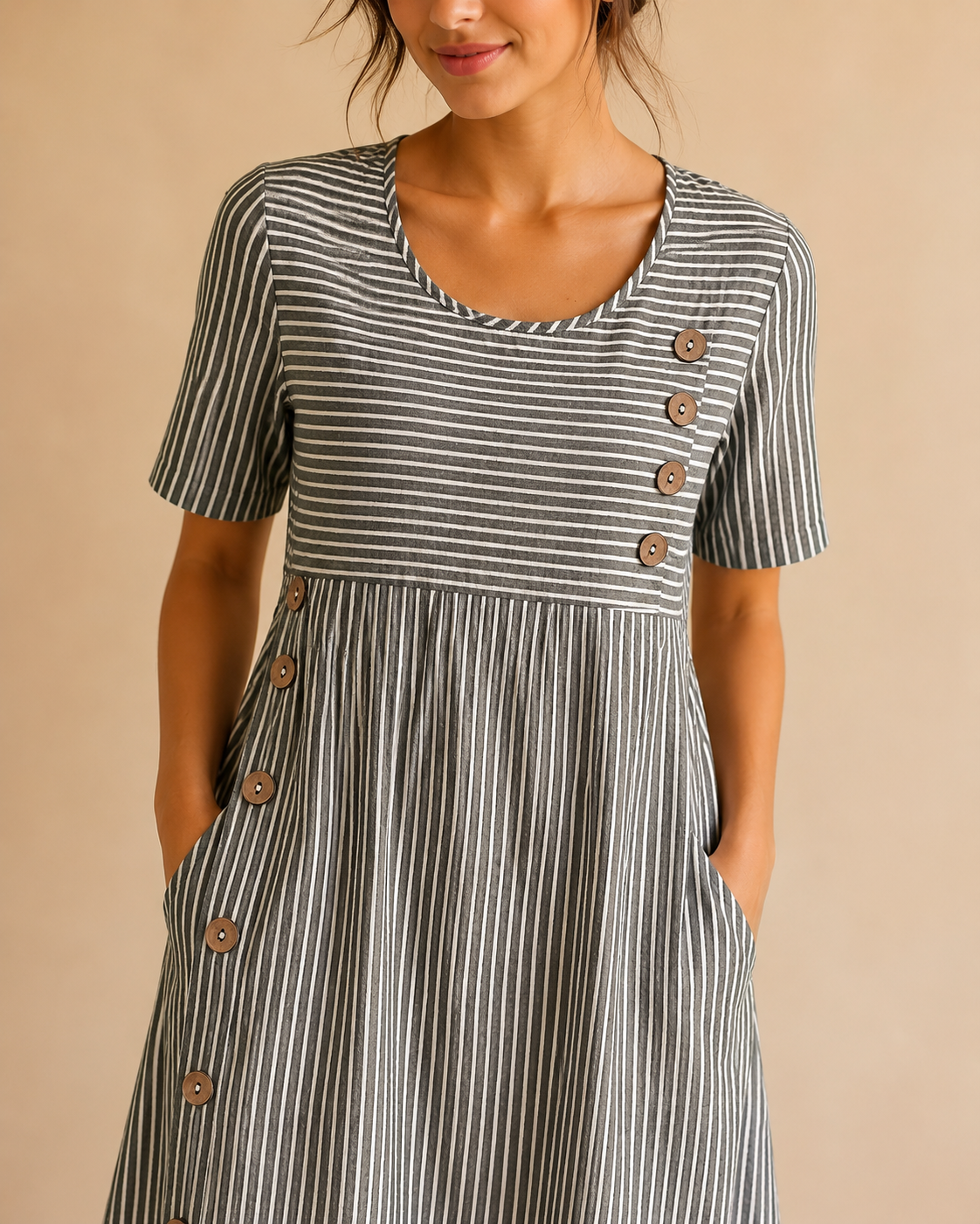 Vestido midi fluido a rayas
