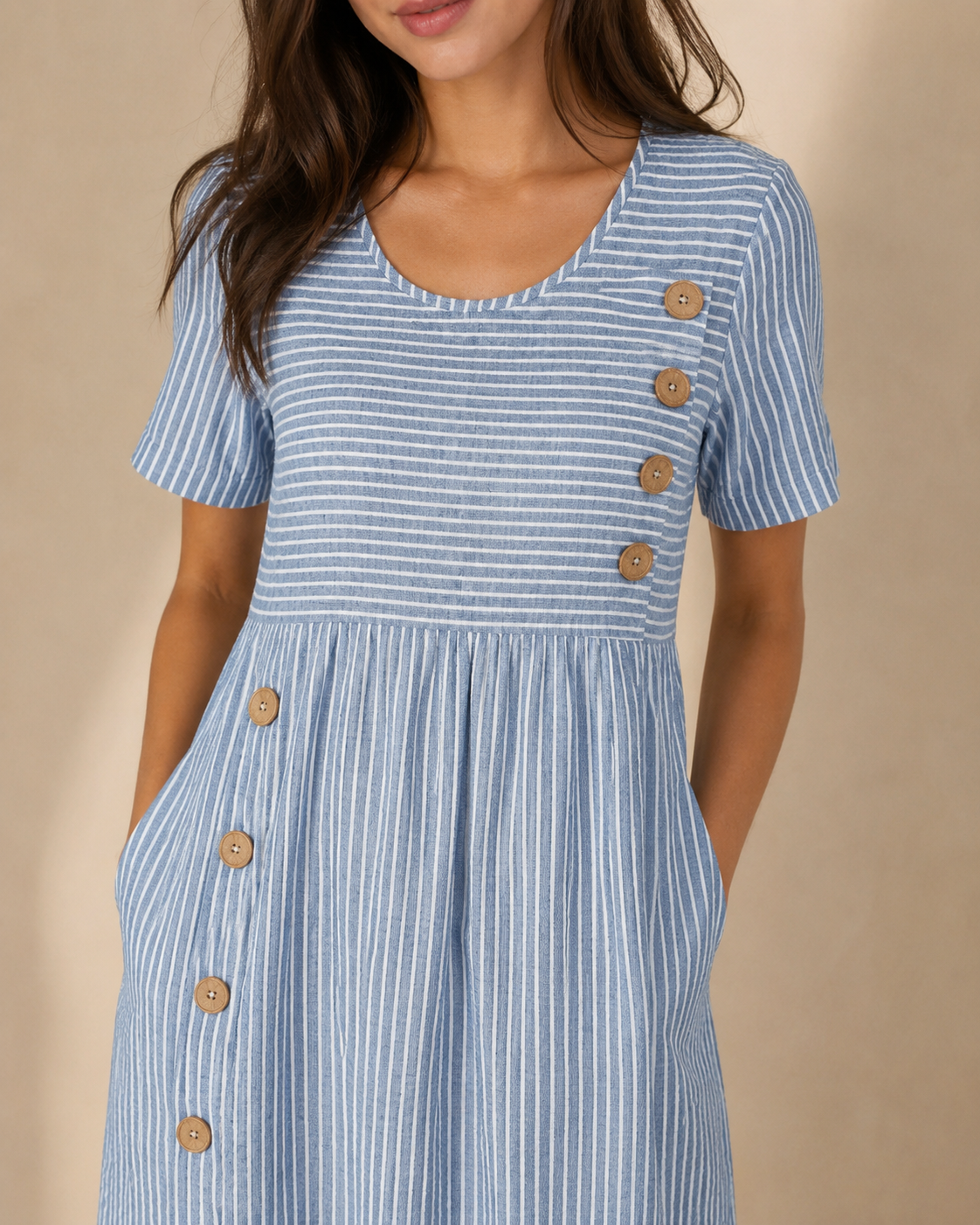 Vestido midi fluido a rayas