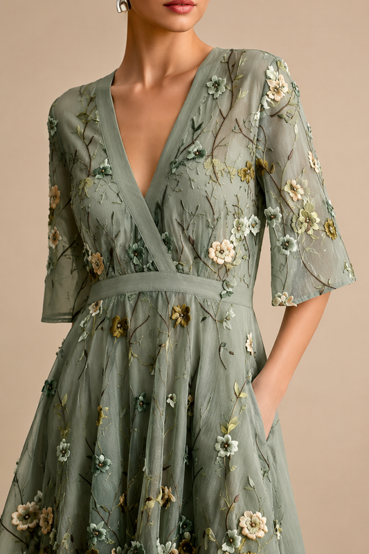 Elegante vestido largo con escote profundo