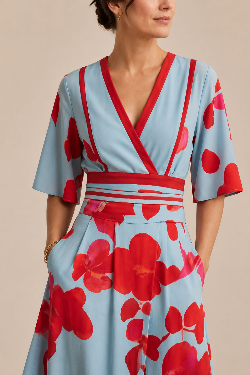 Elegante vestido largo con escote profundo