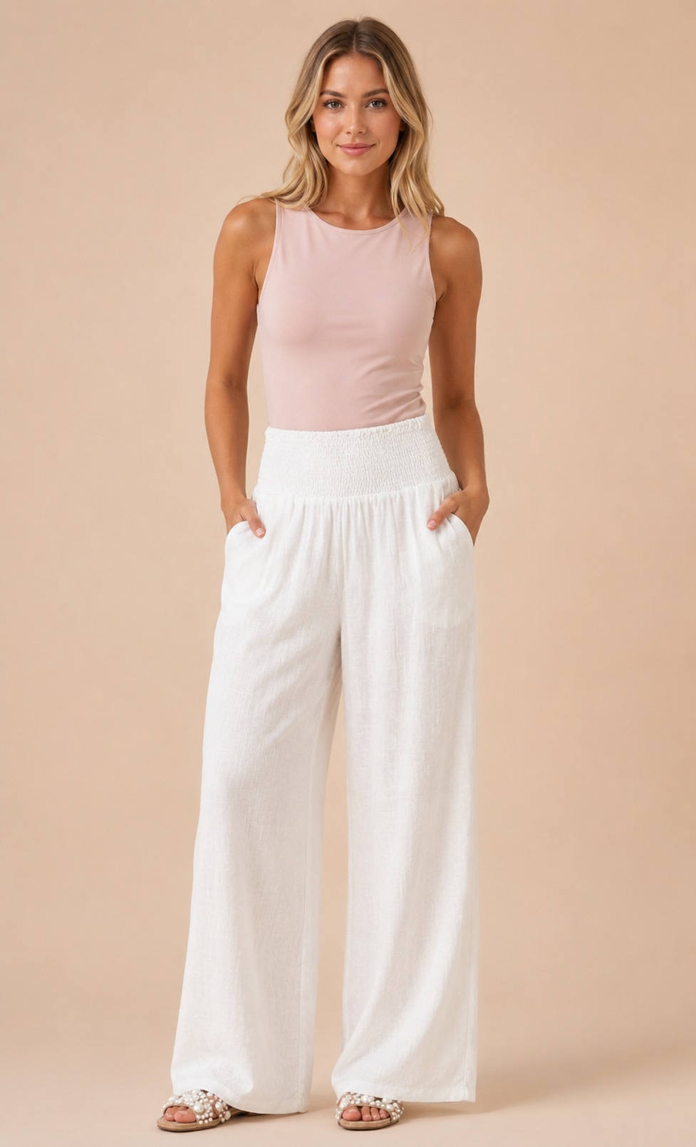 Pantalones de lino de pierna ancha