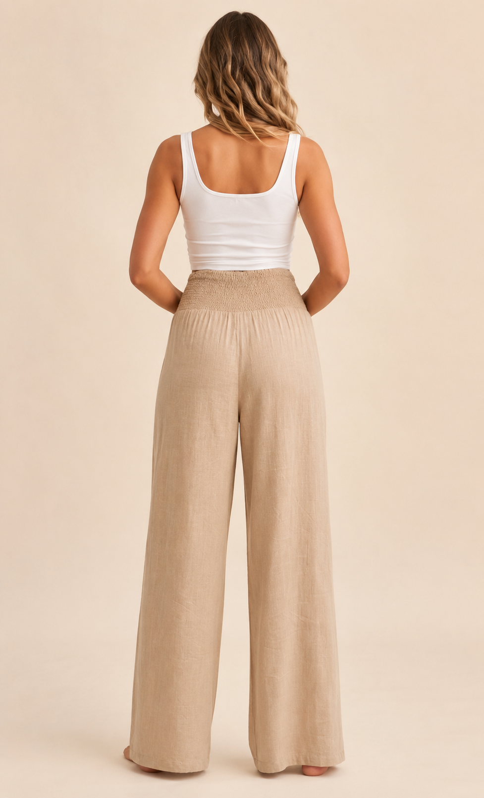 Pantalones de lino de pierna ancha