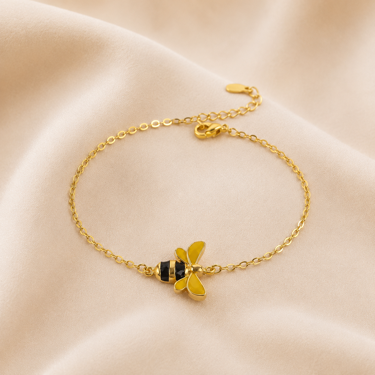 Pulsera ajustable con abeja de oro