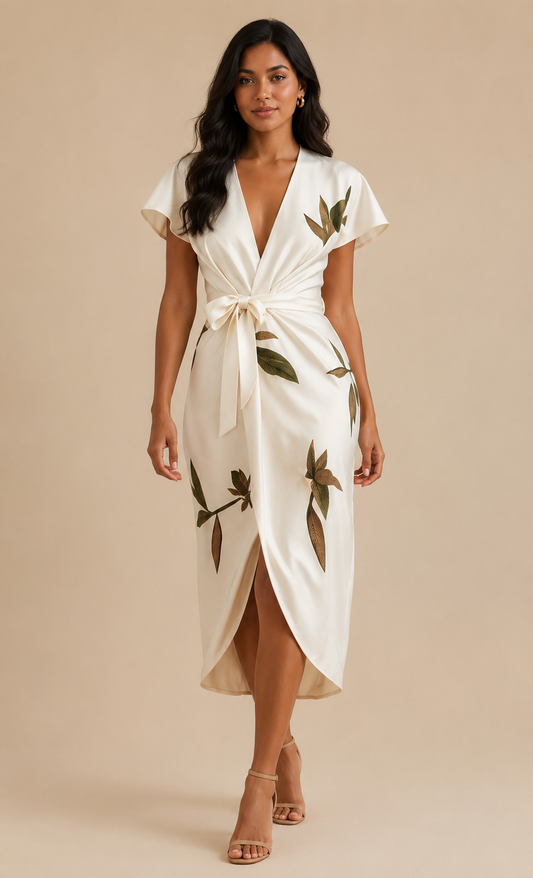 Vestido cruzado con listón