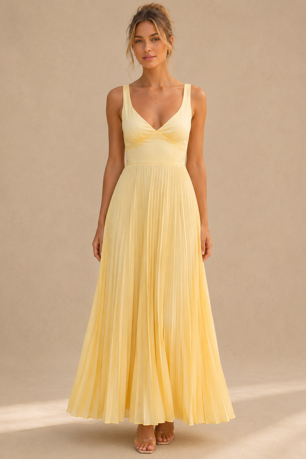 Vestido largo plisado
