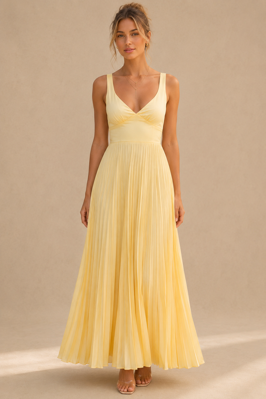 Vestido largo plisado