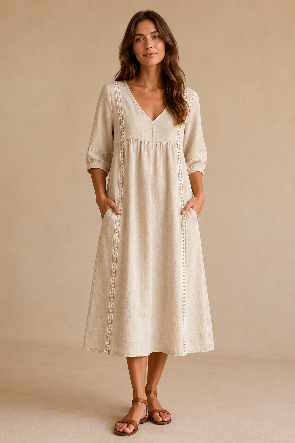 Vestido midi de lino