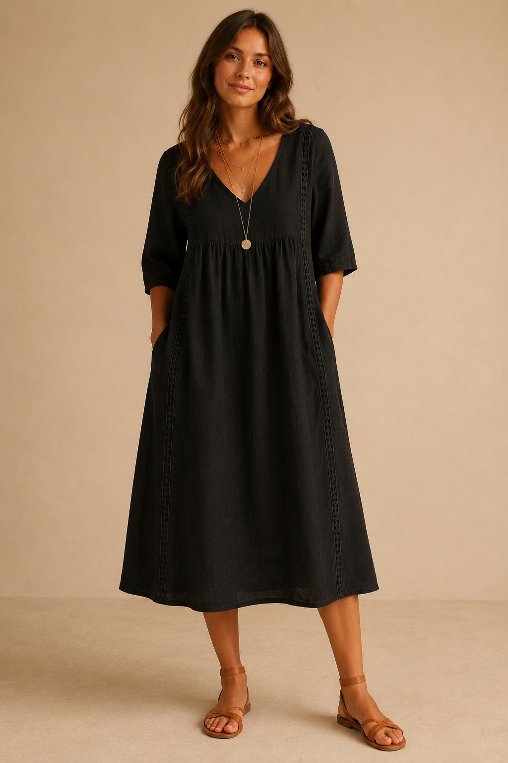 Vestido midi de lino
