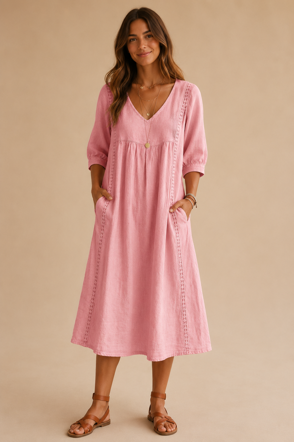 Vestido midi de lino