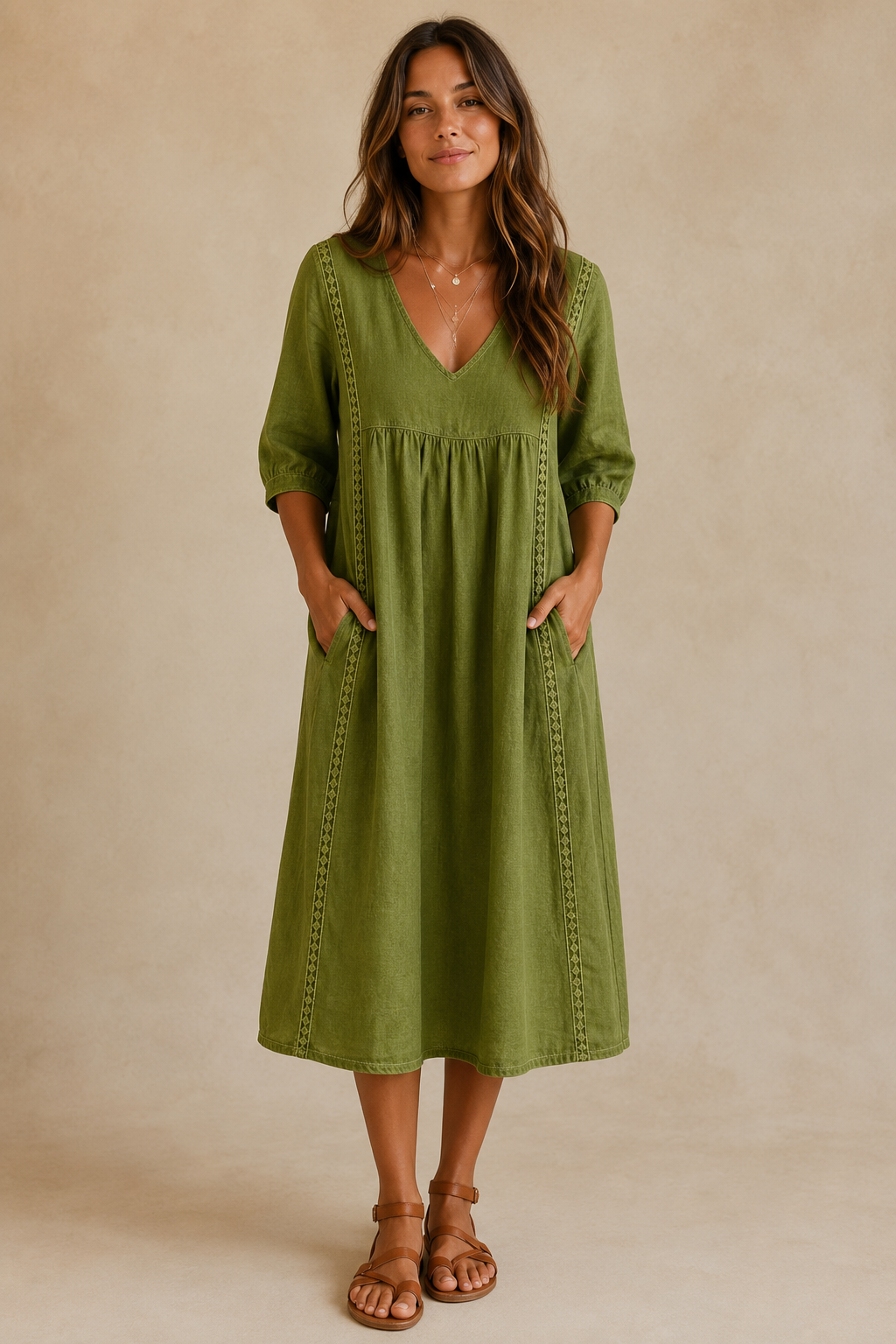 Vestido midi de lino