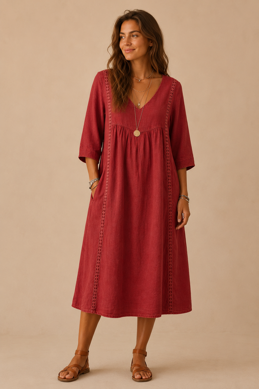Vestido midi de lino