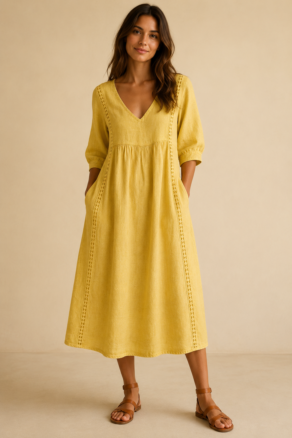 Vestido midi de lino
