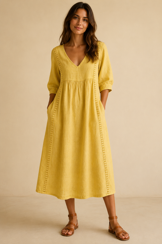 Vestido midi de lino