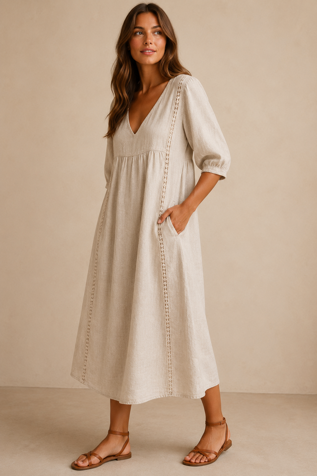 Vestido midi de lino