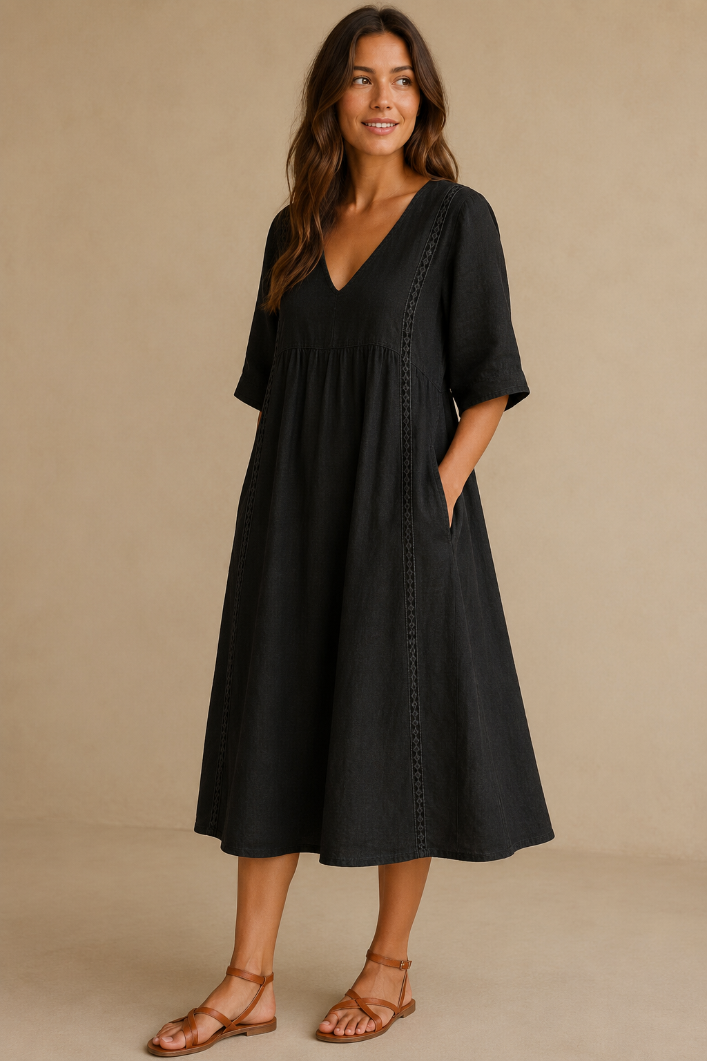 Vestido midi de lino