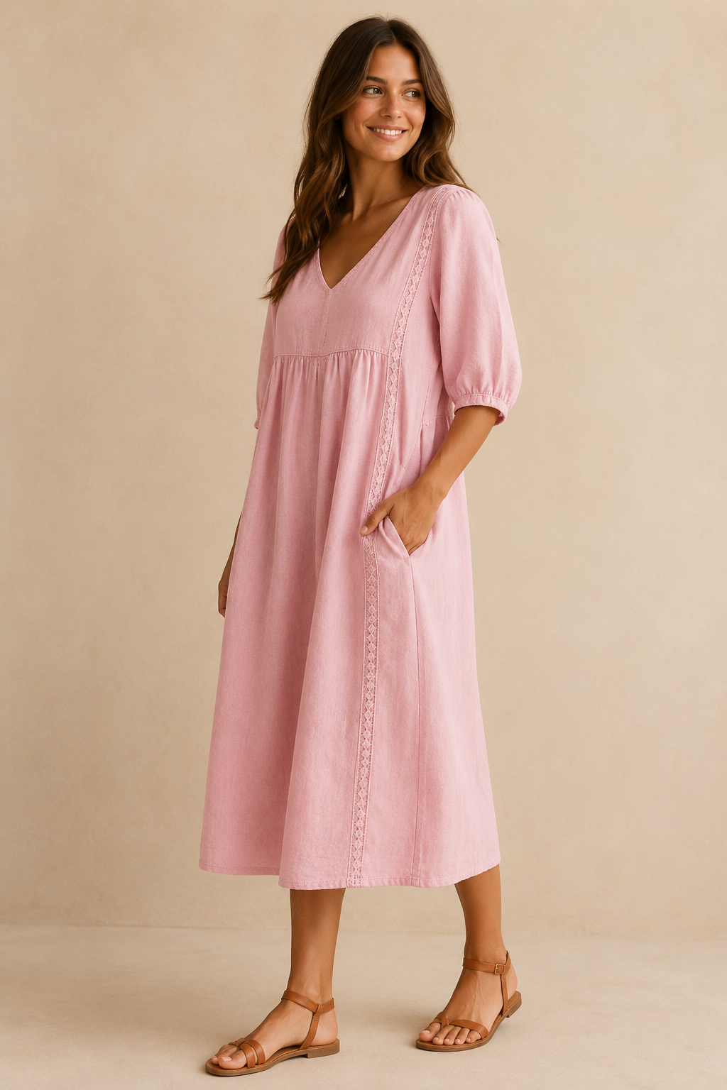 Vestido midi de lino
