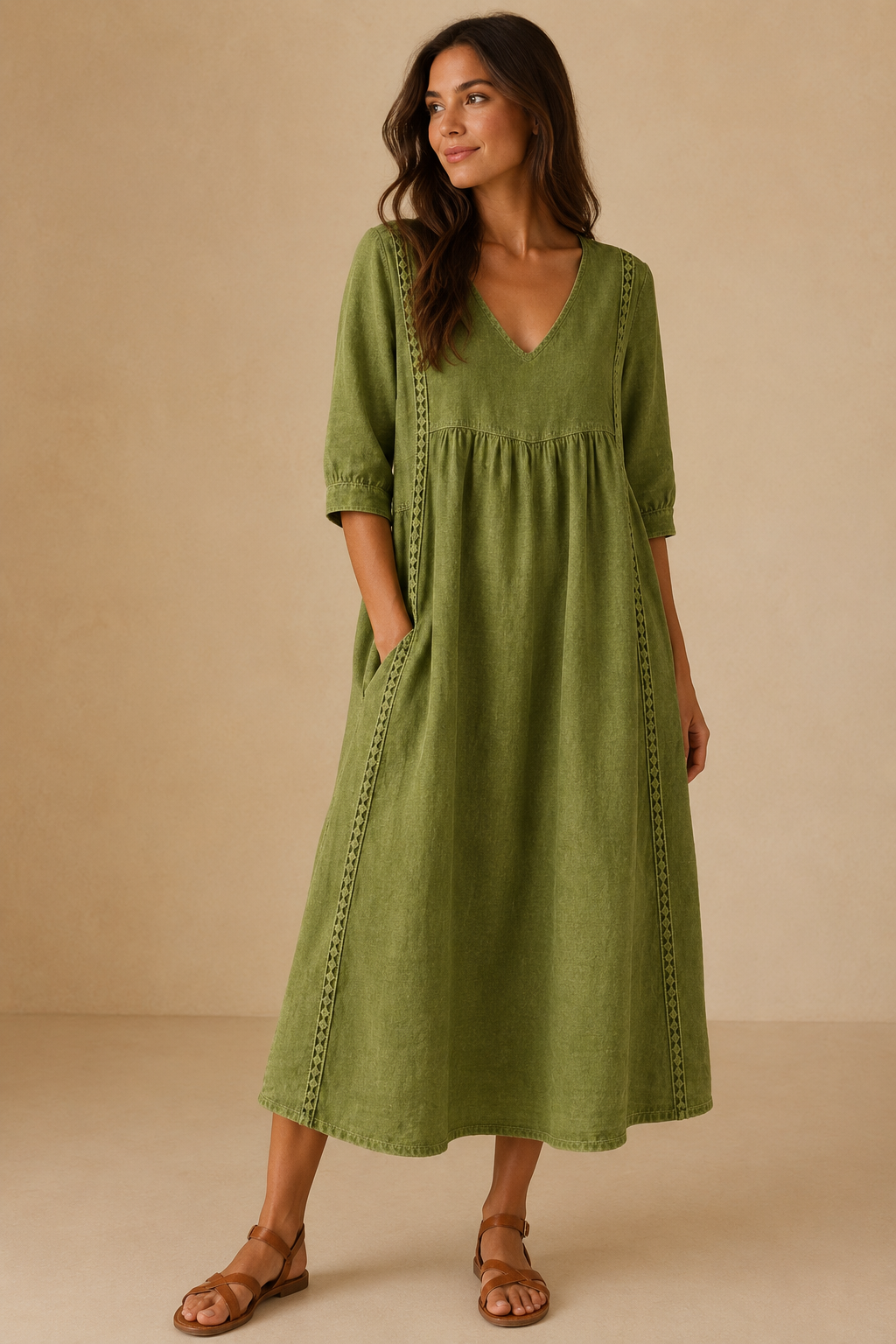 Vestido midi de lino