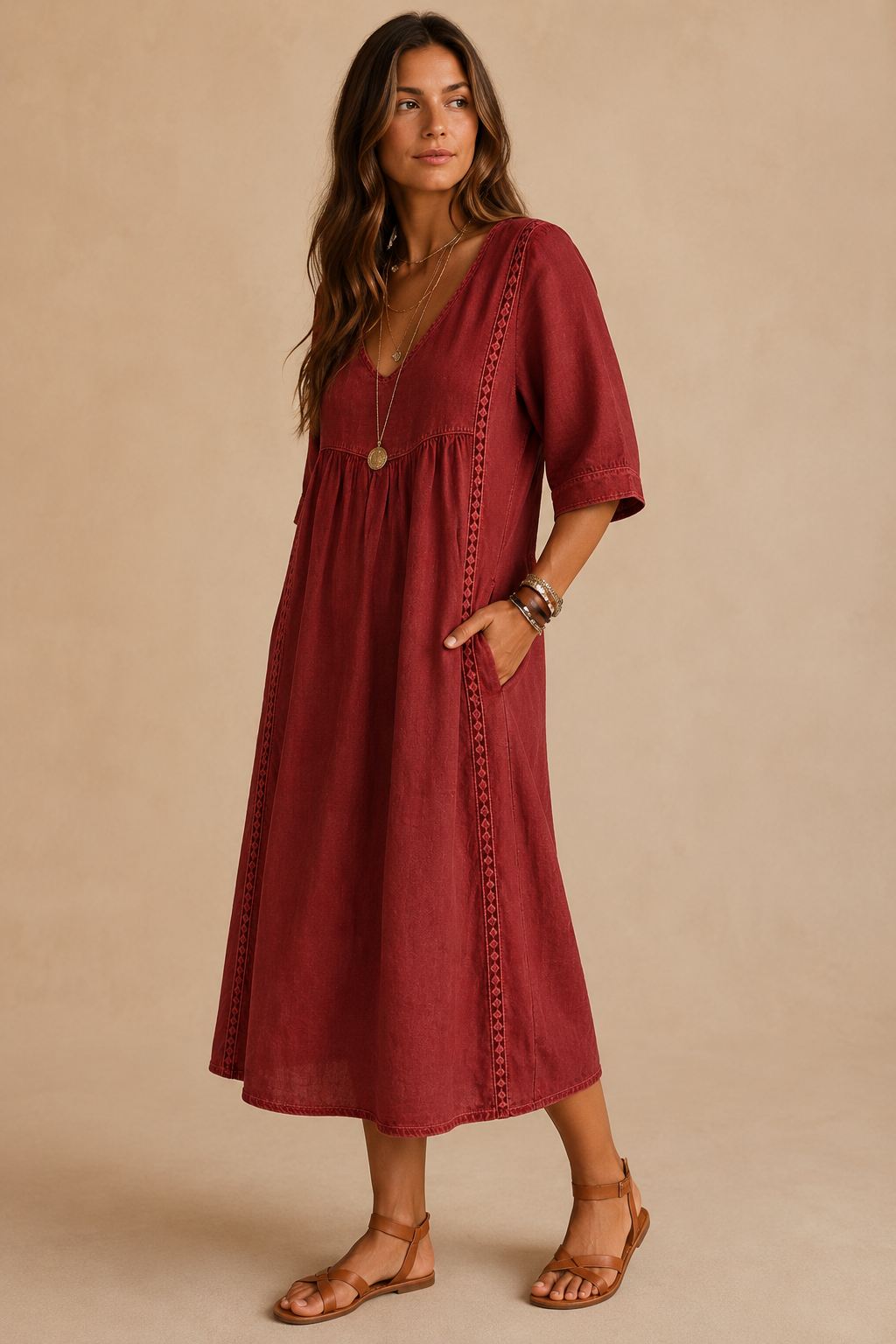 Vestido midi de lino