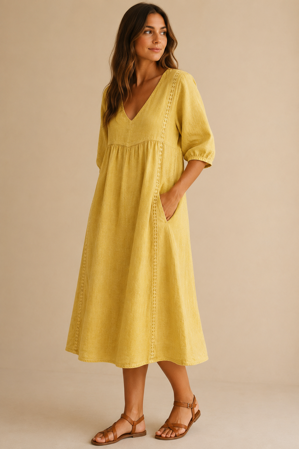 Vestido midi de lino
