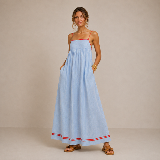 Vestido largo fluido con tirantes