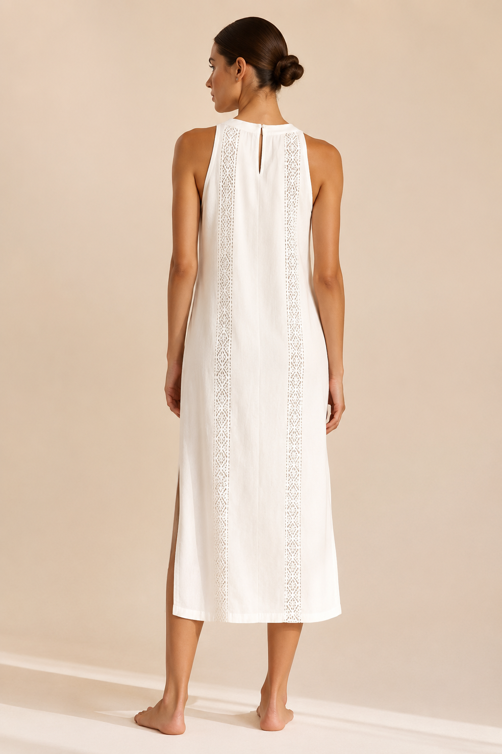 Vestido midi con cuello mao